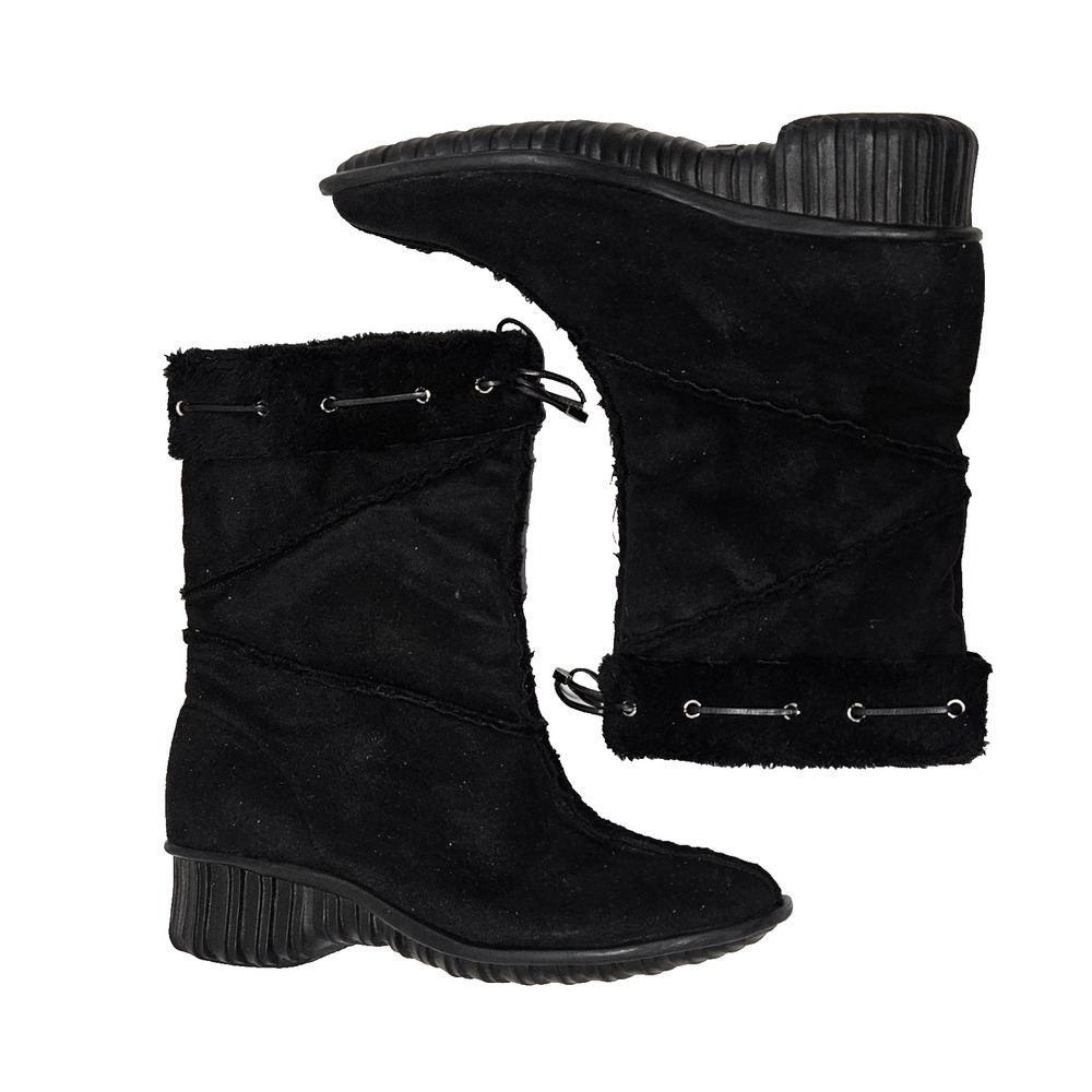 Vaneli Suede Ankle‎ Boots Women's 6M Faux Fur Lined And Trim Heeled EUC